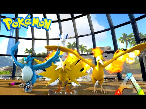 LEGENDARY BIRDS! ARTICUNO, MOLTRES, & ZAPDOS - POKEMON 3D (Ark Survival Evolved Modded Gameplay)