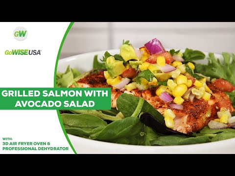 Air Fryer Oven Grilled Salmon with Avocado Salsa Recipe