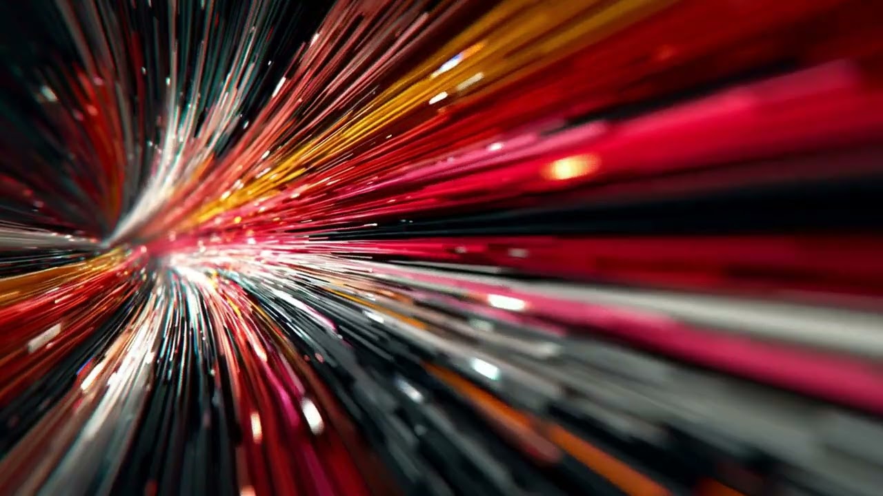 Abstract Rainbow Hyperspace Tunnel Light Streaks Warp Speed Seamless Motion Background Loop 4K 60FPS