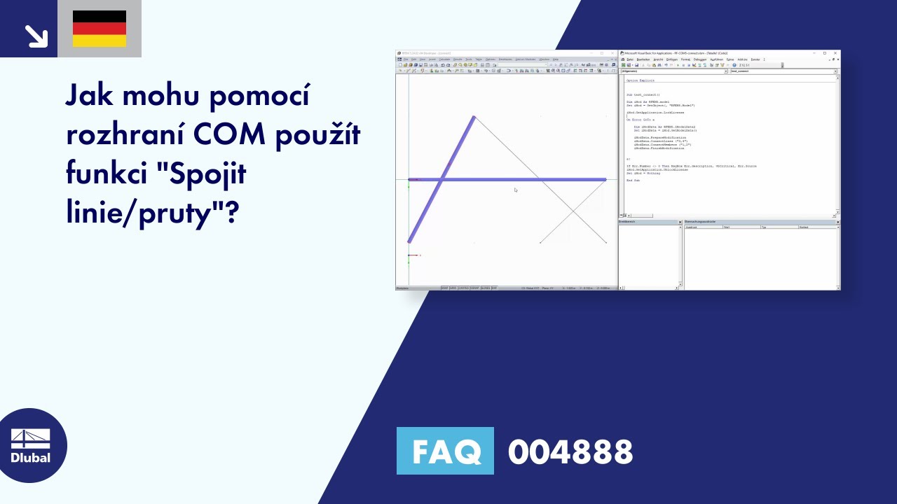 FAQ 004888 | Jak mohu pomocí rozhraní COM použít funkci &quot;Spojit linie/pruty&quot;?