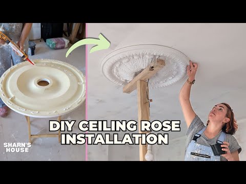 How to fit a faux plaster ceiling rose - and HOW TO attach a light fitting to it! | Sharn's House