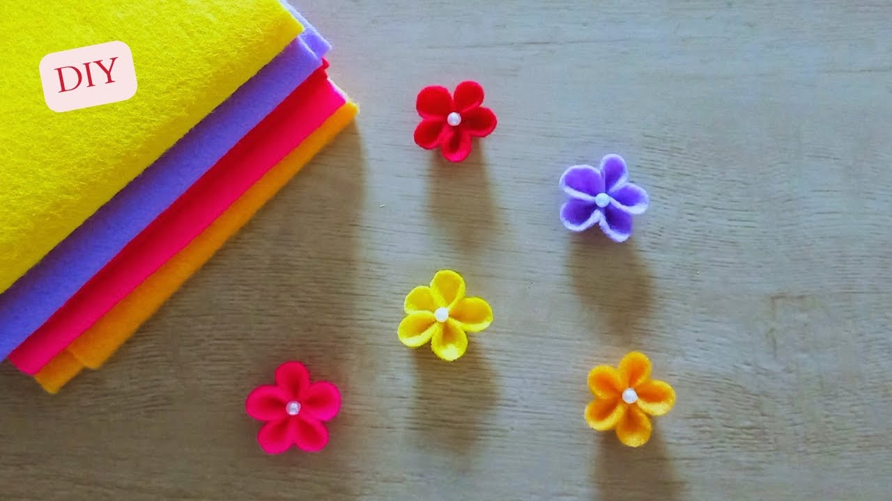 Flor de  Feltro para iniciantes Como fazer flor de Feltro Simples e Fácil