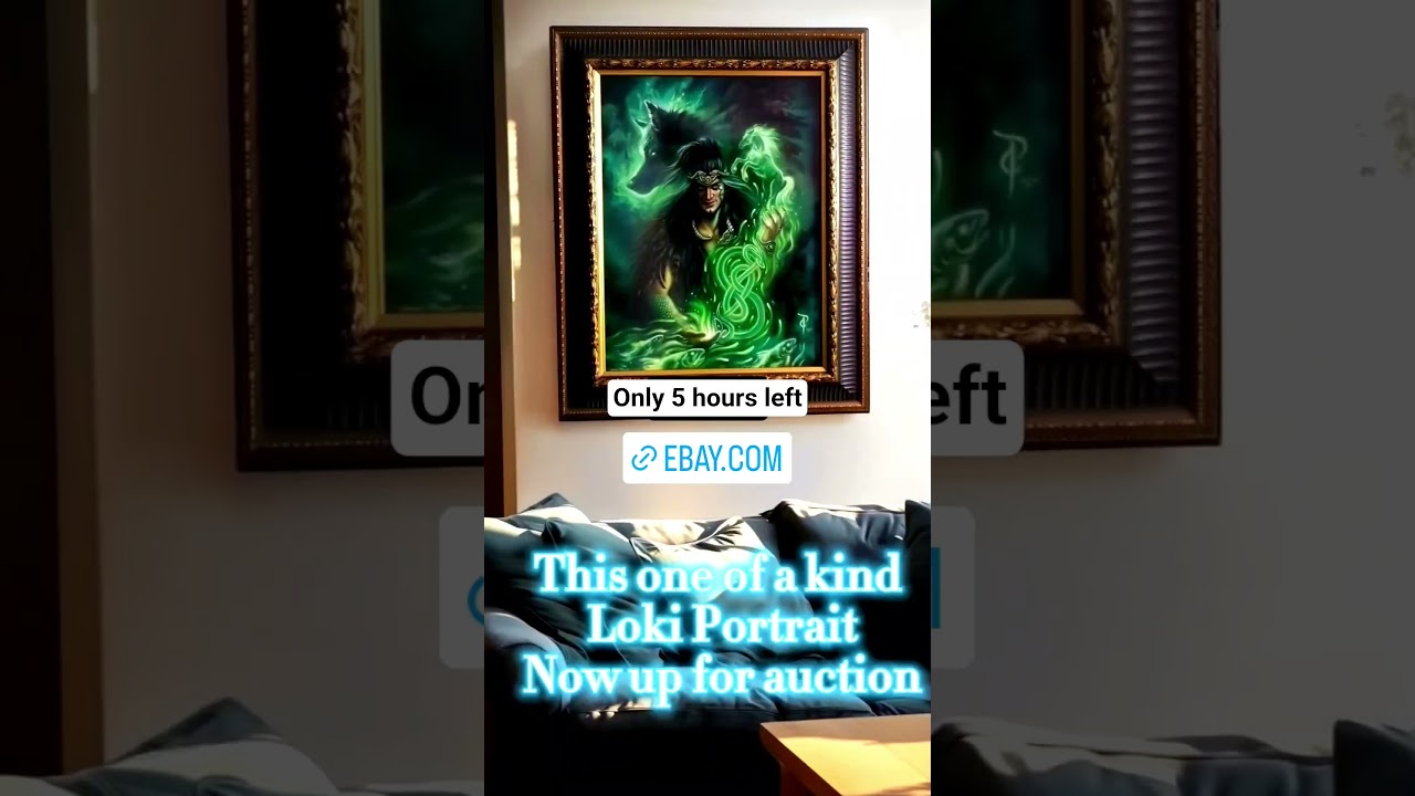 art auction ending!, maximalist norse loki fantasy art, oil painting unique home decor ideas #short