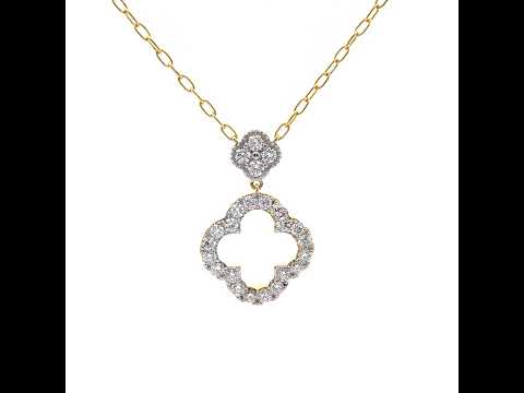 1.33 Carat Pavé Diamond Four-Leaf Clover Drop Necklace