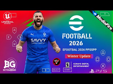 eFootball PES 2026 PPSSPP Android Offline PS5 Camera | Efootball 2026 PSP Full Update & PlayerTattoo