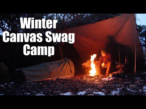 Winter Overnight Camp in a Canvas Swag.  Campfire Cooking.  Groat Pudding. Lockdown Camping.