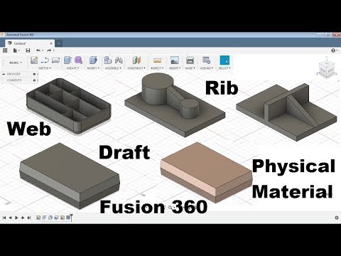 Fusion 360 Tutorial for Beginners - 6 | Rib, Shell, Web, Draft, Physical Material