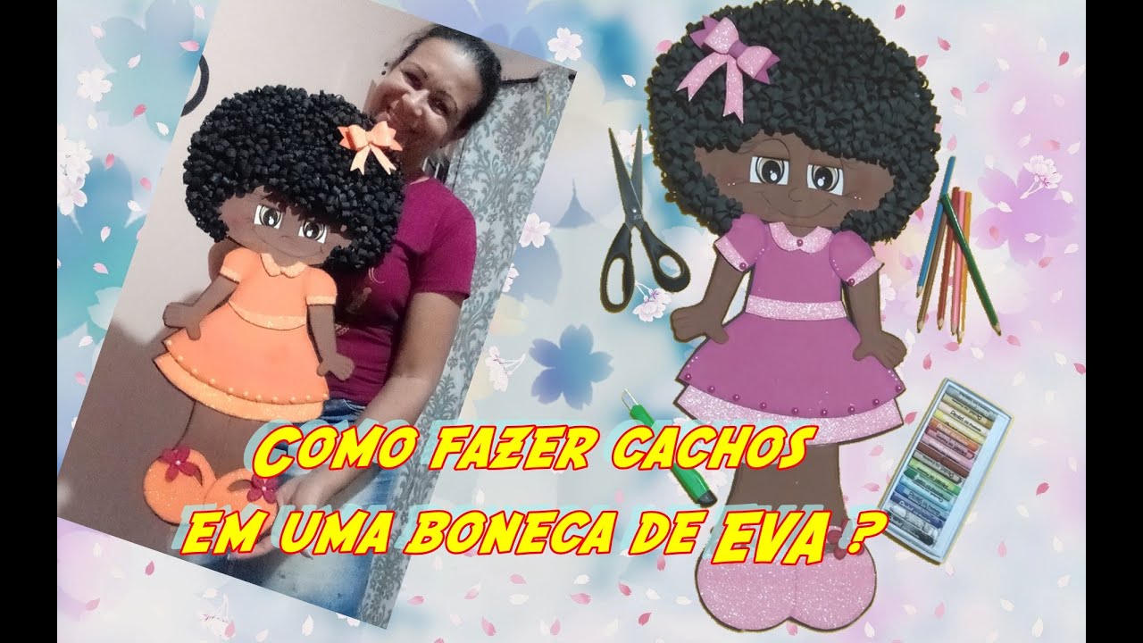 Como fazer cachos com EVA (cabelo afro) - Passo a passo - Simples e barato