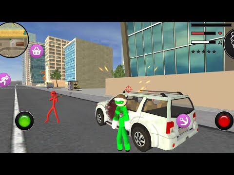 Stickman Rope Hero Green Hero Gangstar Crime Simulator | Android/iOS | Gameplay | HD
