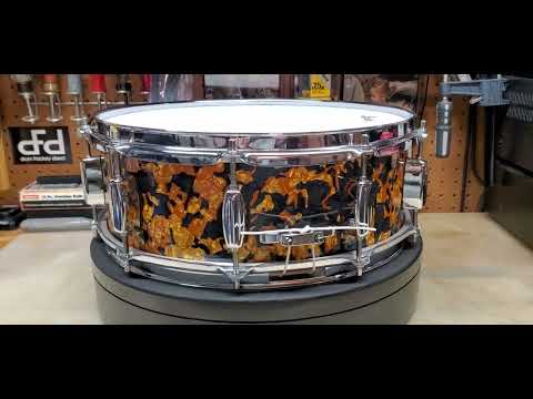 Barton 5"x14" Snare Drum - Gold & Black Pearl VIDEO !!! image 8