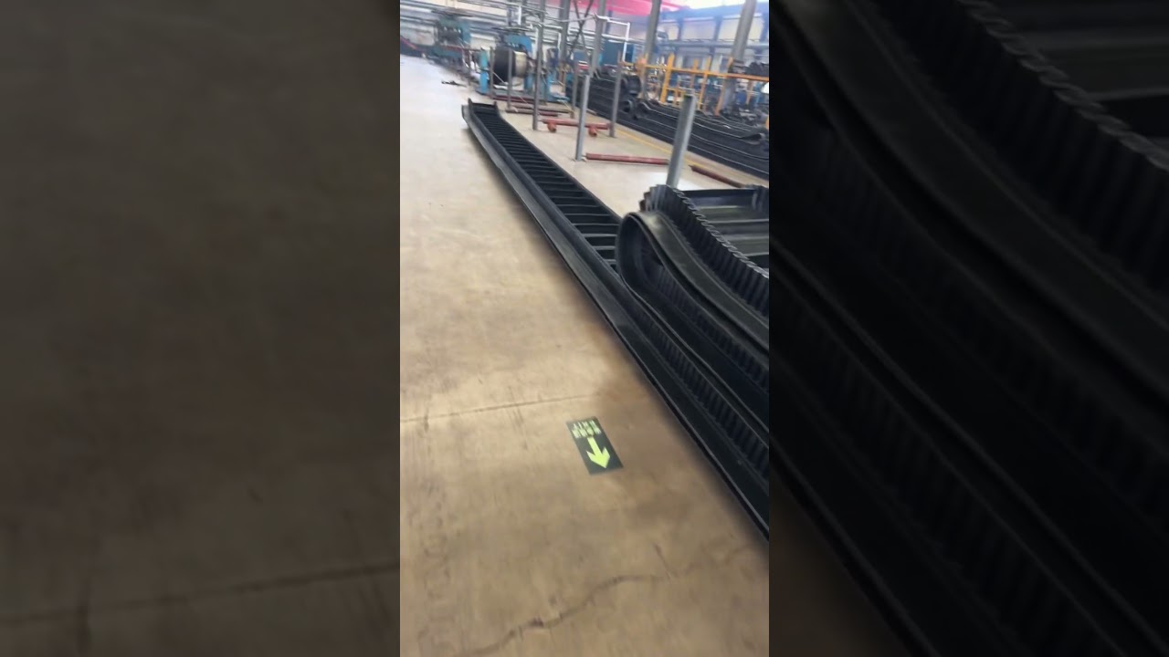 Corrugated sidewall conveyor belt factory production video
