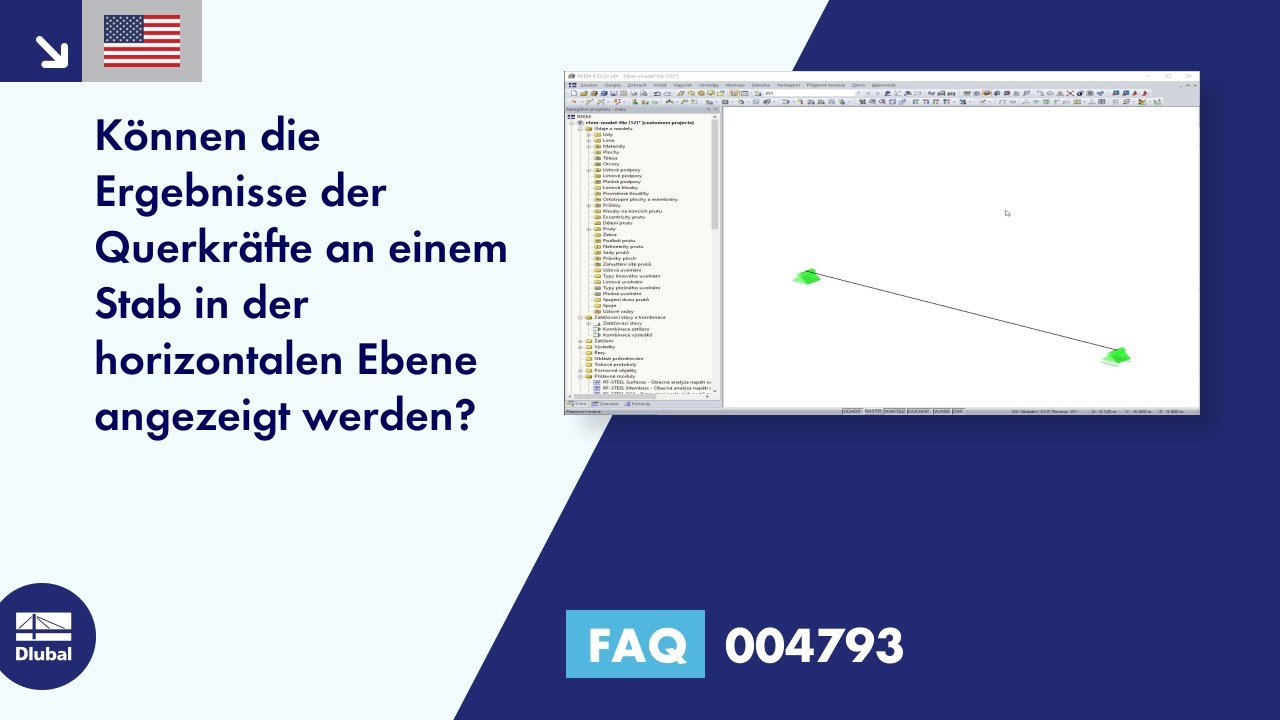 FAQ 004793 | Ist es möglich, die Ergebnisse der Querkräfte an einem Stab in horizontaler Ebene darzustellen?