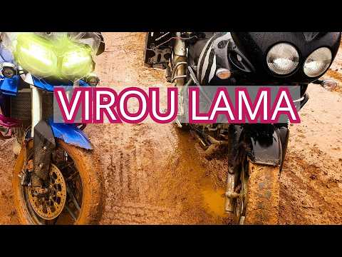 A estrada virou lama e a moto morreu várias vezes