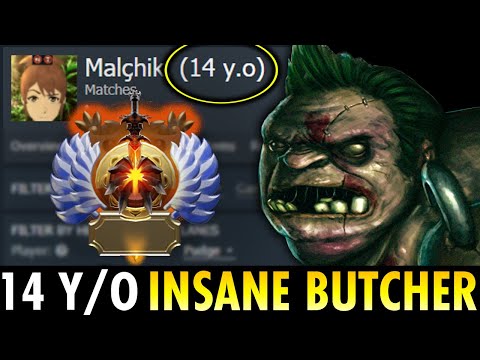 INSANE 14Years Old Butcher OFFLANE vs 6K Immortal 100% Outplayed | Genius Pudge
