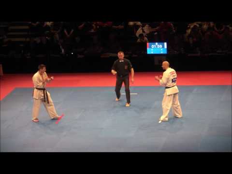 EC2017 Kumite Men 65 75 kg Finale Andrius Miseckas Lithuania AKA Vs Mikheil Tsiklauri Georgia SHIRO