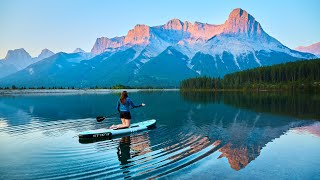 Relaxing Sunrise Paddle Board ASMR in the ROCKY MOUNTAINS near Banff