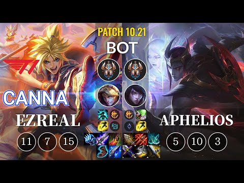 T1 Canna Ezreal vs Aphelios Bot - KR Patch 10.21