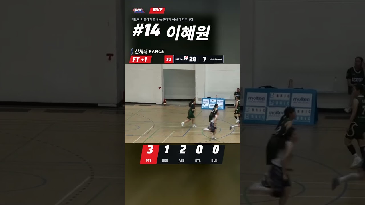 이혜원 리바운드 3개 · 어시스트 3개 · 5점 경기 MVP | 제1회 서울대학교배 농구대회 여성 대학부 8강 #Shorts