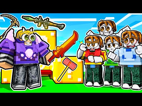 HUGE LUCKY BLOCK DEFENSE vs 100 Players.. (Roblox Bedwars)