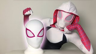 SPIDERGWEN UPGRADE HER NEW MASK!! SPIDERMAN ACROSS INTO SPIDERVERSE MASK