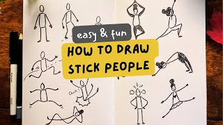 Learn how to draw stick people in fun postures | Beginners guide to drawing people