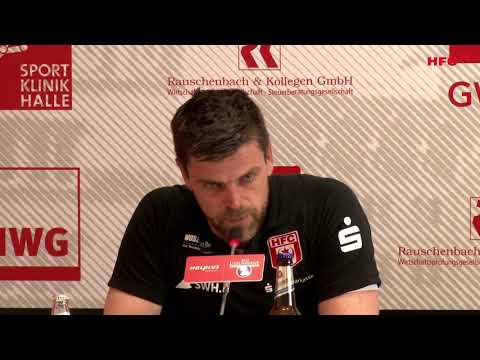 30. Spieltag: Hallescher FC - SV Wehen Wiesbaden | Pressekonferenz nach dem Spiel
