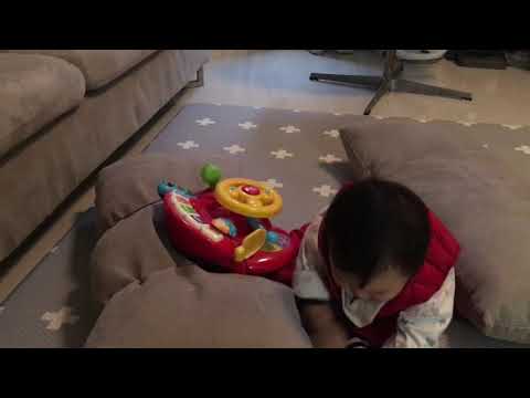 2019.01.08 Caleb on steering wheel