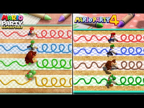 Mario Party Superstars Vs Mario Party 4 - All Minigames Comparison (Original Vs Remake)