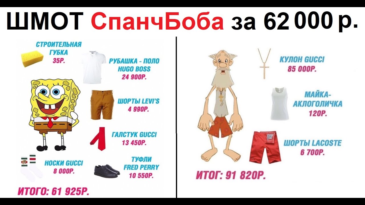 Лютые приколы. Шмот СПАНЧ БОБА за 62000 рублей. ОПЯТЬ МАЖОР!!!
