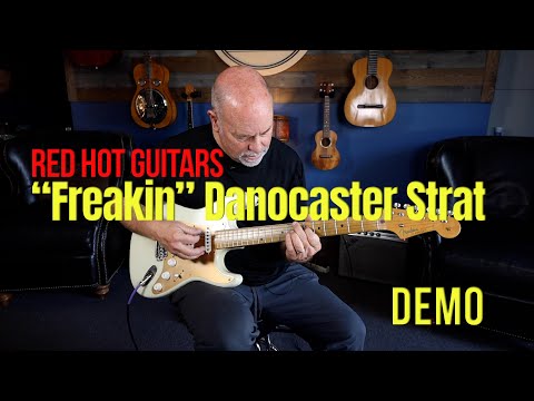 FREAKIN! Danocaster Strat 2014 Nicotine White with Anodized Gold Pickguard V-Neck (Video Demo) image 26