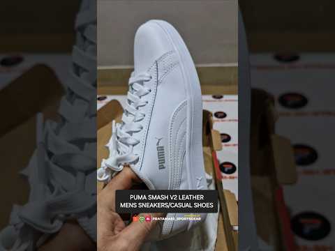 PUMA SMASH V2 L LEATHER FULL WHITE MENS SNEAKERS SHOES 100% AUTHENTIC #puma #sneakers #leather