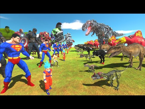 SUPERHEROES vs EVOLUTION of DINOSAURS - Animal Revolt Battle Simulator
