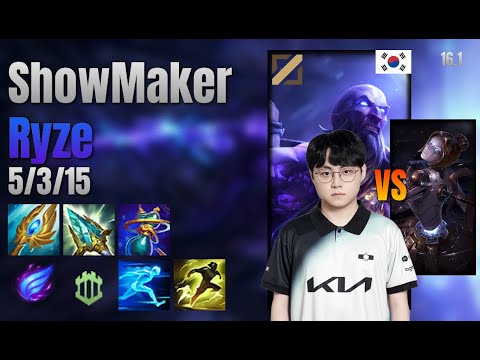 ShowMaker Mid Ryze vs Orianna lol KR solo rank Full Game 16.1 | 쇼메이커 라이즈 vs 오리아나