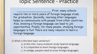 Paragraphs (Part II)  - Topic Sentences