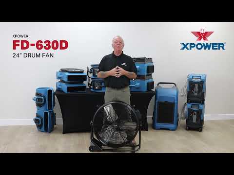 XPOWER FD-630D 1/2 HP 5800 CFM Variable Speed High Velocity 24” Drum Fan