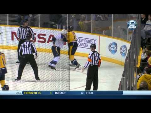 Matt Hendricks vs Barret Jackman fight St. Louis Blues vs Nashville Predators 10/26/13 NHL Hockey