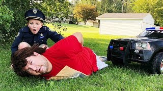 Sketchy runs from the cop Police Chase for missing IPad pretend play skit