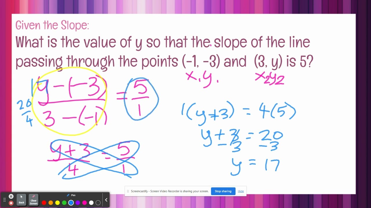 Finding a missing value given slope
