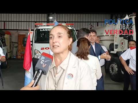 Myrian Prunotto recorrió cuarteles de Bomberos Voluntarios en Oliva y Laguna Larga