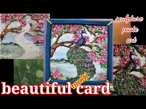 multi sculpture card,, beautiful peacock and the tree,DIY\ making card, birthday card, welcome card