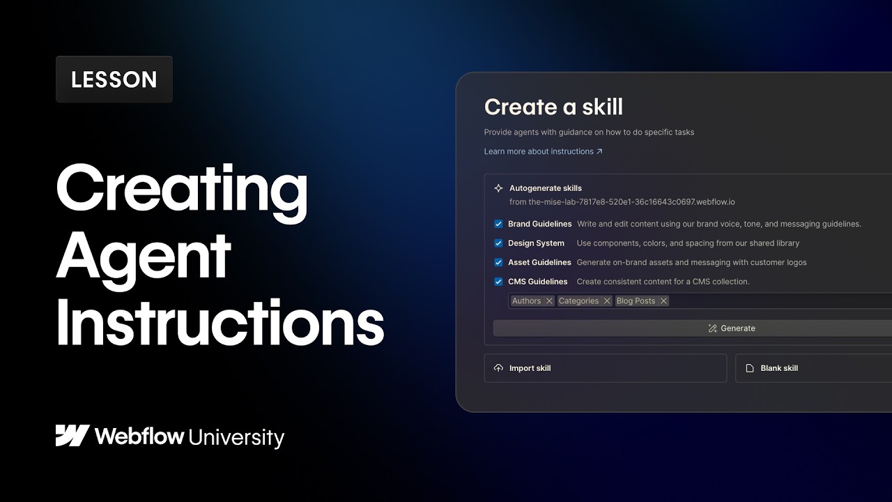 Create & manage Agent Instructions — Webflow Lesson