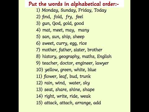 15 Examples of Alphabetical Order for Practice #alphabeticalorder #languagestudy #shortinstudy