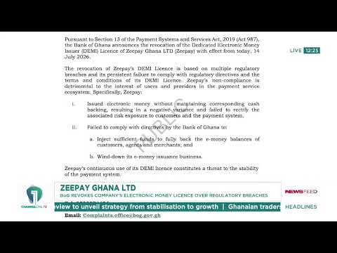 Bank of Ghana Revokes Zeepay’s Licence Over Regulatory Breaches | News Feed