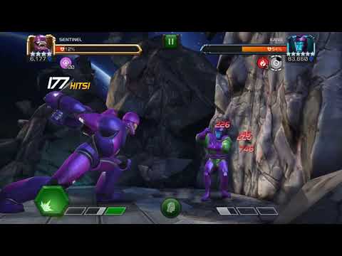 4* Sentinel Vs Variant 3 Boss Kang one shot (Marvel Contest of Champion)
