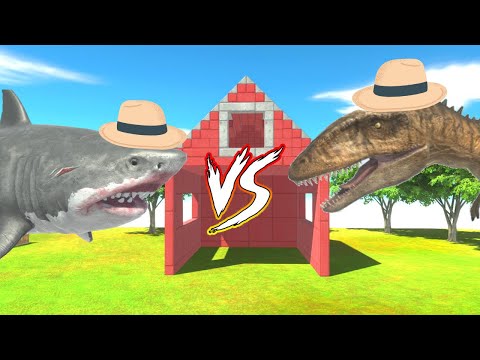 FARMER MEGALDON + AQUATICS VS FARMER CARCHARODONTOSAURUS + CARNIVORE DINOS  - ARBS