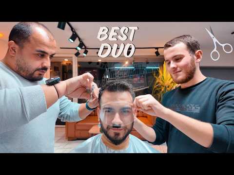 Best Turkish Barber Duo ASMR  -  Advanced Scissor Skills