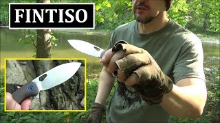 New Brand! Fintiso Cobra Folding Knife ($54) Review - Button Lock, 14C28N Leaf Shape Blade