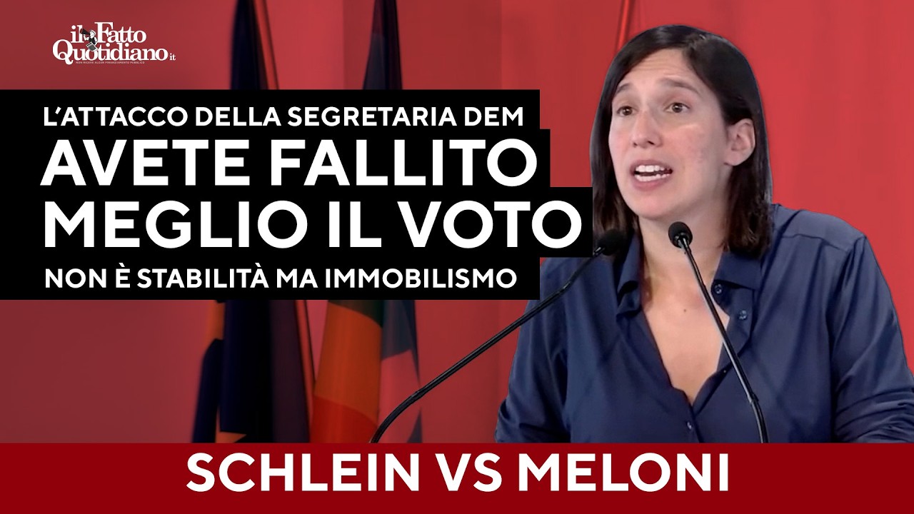 Schlein attacca Meloni: "Avete fallito, prima si vota meglio è. Stabilità? No è immobilismo"