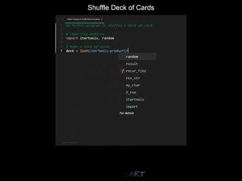 Shuffle Deck Of Cards In Python Python Examples Python Coding Tutorial Python Coding Interview
