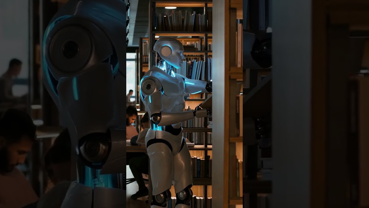 FUTURE ROBOT ARRANGING THE  BOOKS.